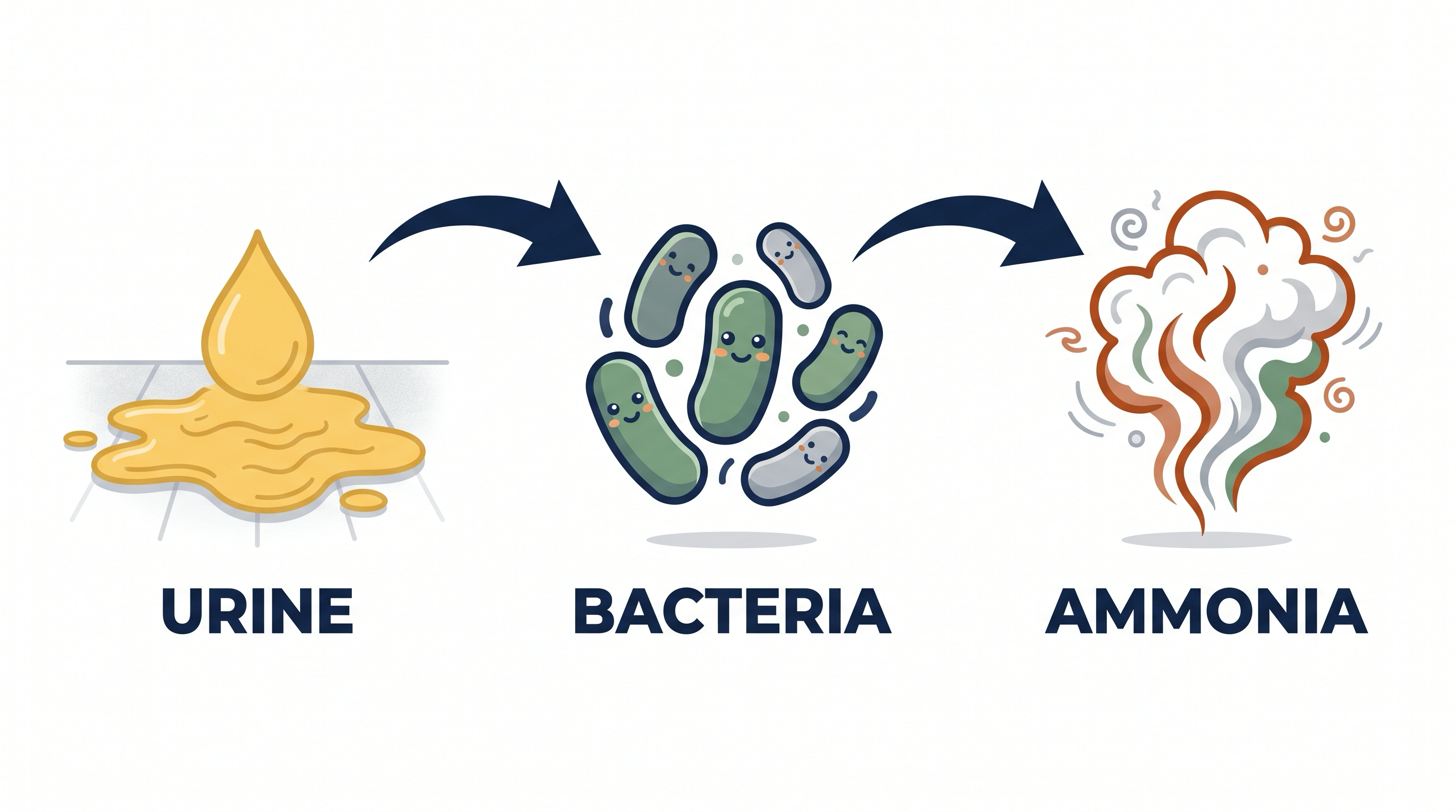 Urine becomes bacteria becomes ammonia gas